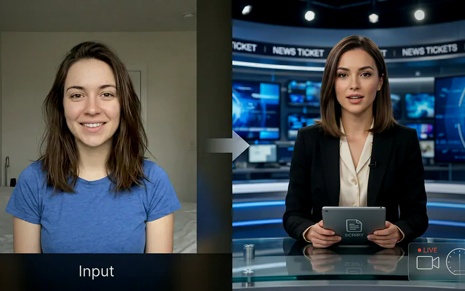 News Anchor Briefing Clip Prompt visual example