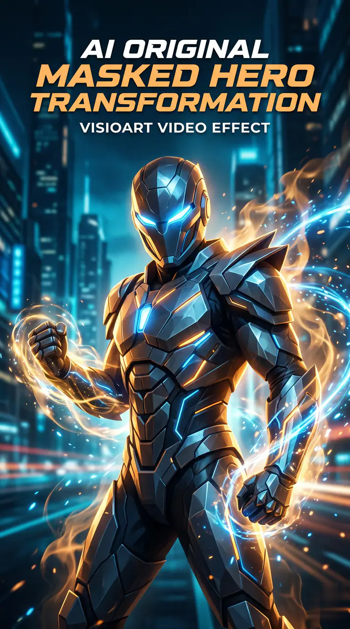 Preview the AI Original Masked Hero Transformation motion direction