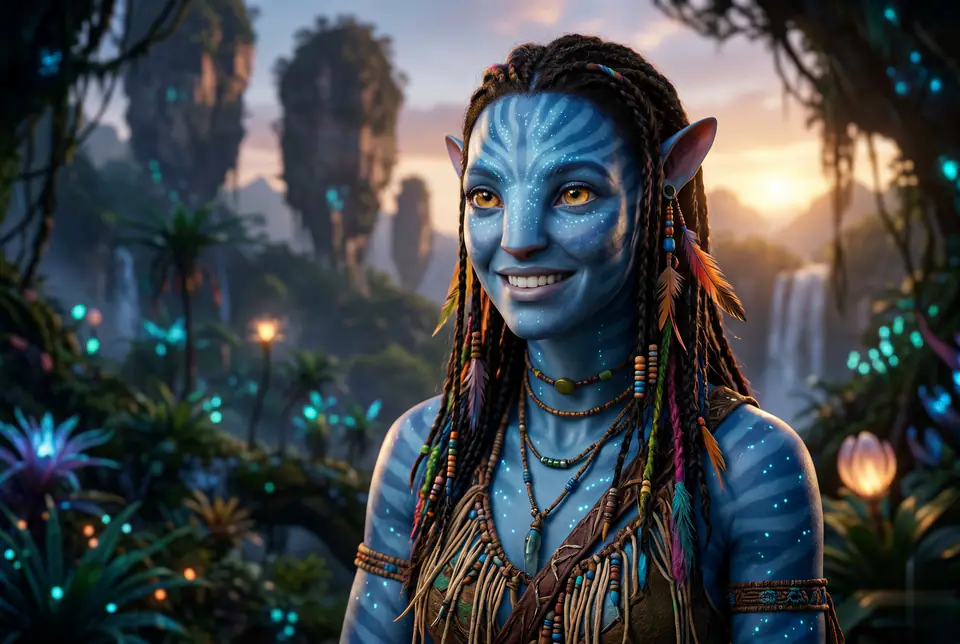 AI Original Blue Alien Fantasy Portrait