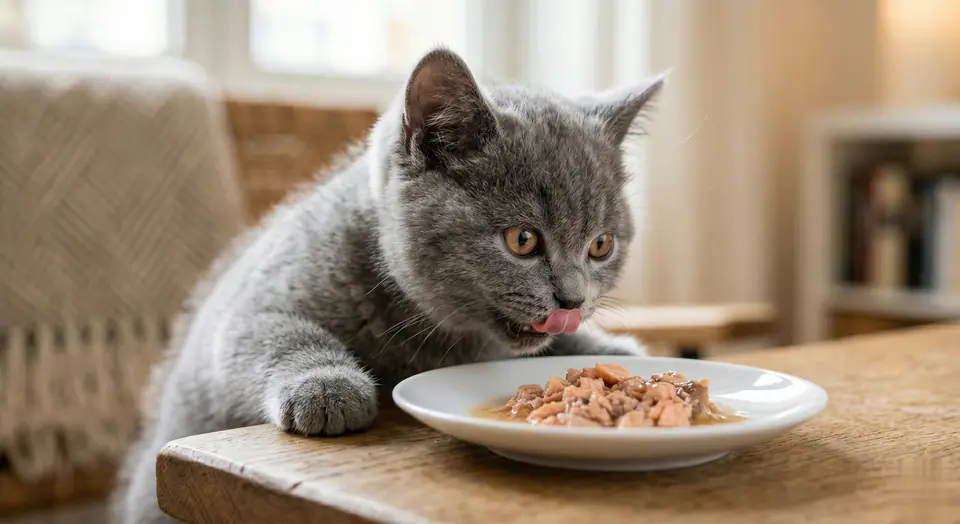 Cat Eating Food Video Prompt Template visual example