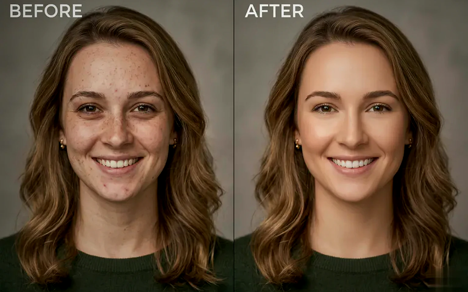 Beauty Before-After Retouch Prompt visual example