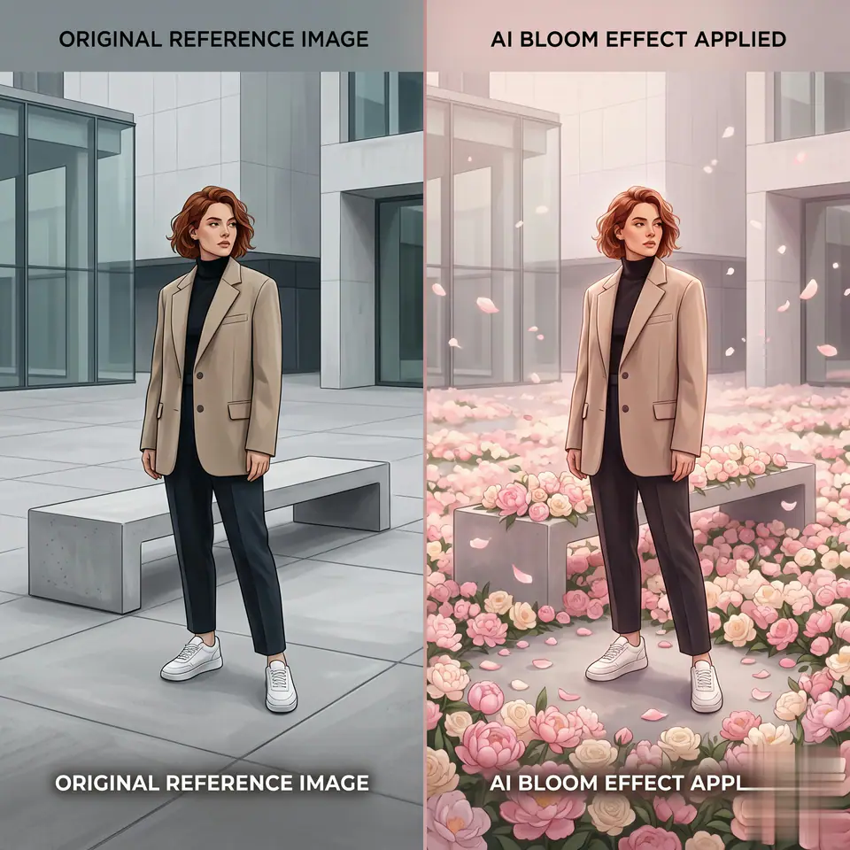 Preview the AI Bloom Effect Video motion direction