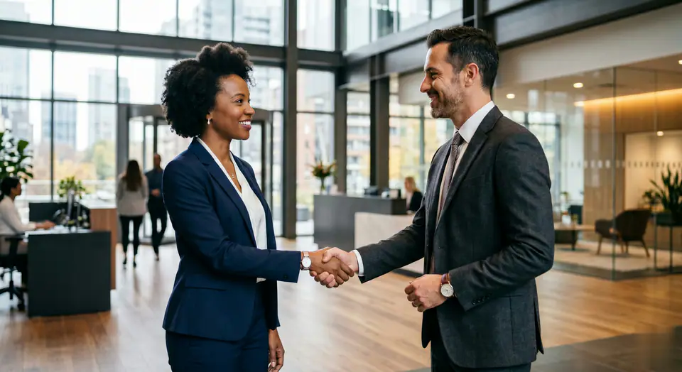 AI Shake Hands Video Prompt Template visual example