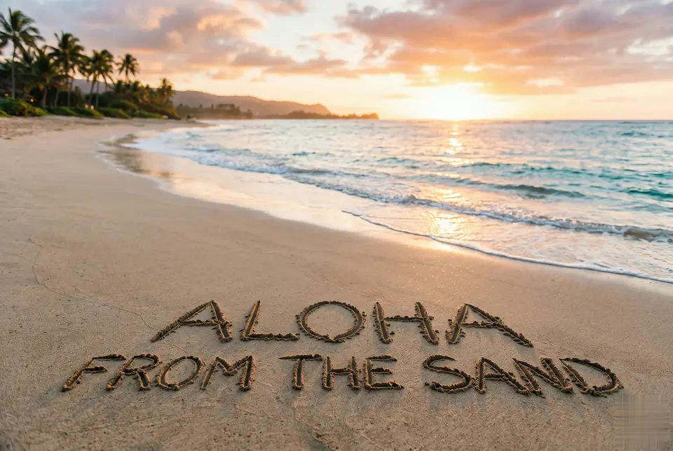 AI Beach Writing concept
